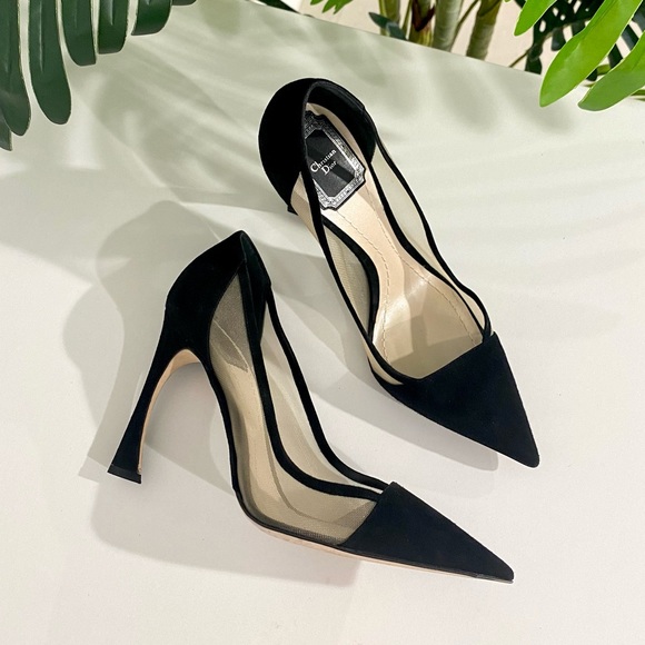 SOLD Authentic Christian Dior Black Suede & Mesh Songe Heels size 37 - Picture 4 of 12